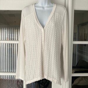 Cable & Gauge White Button Down Cardigan Sweater Large